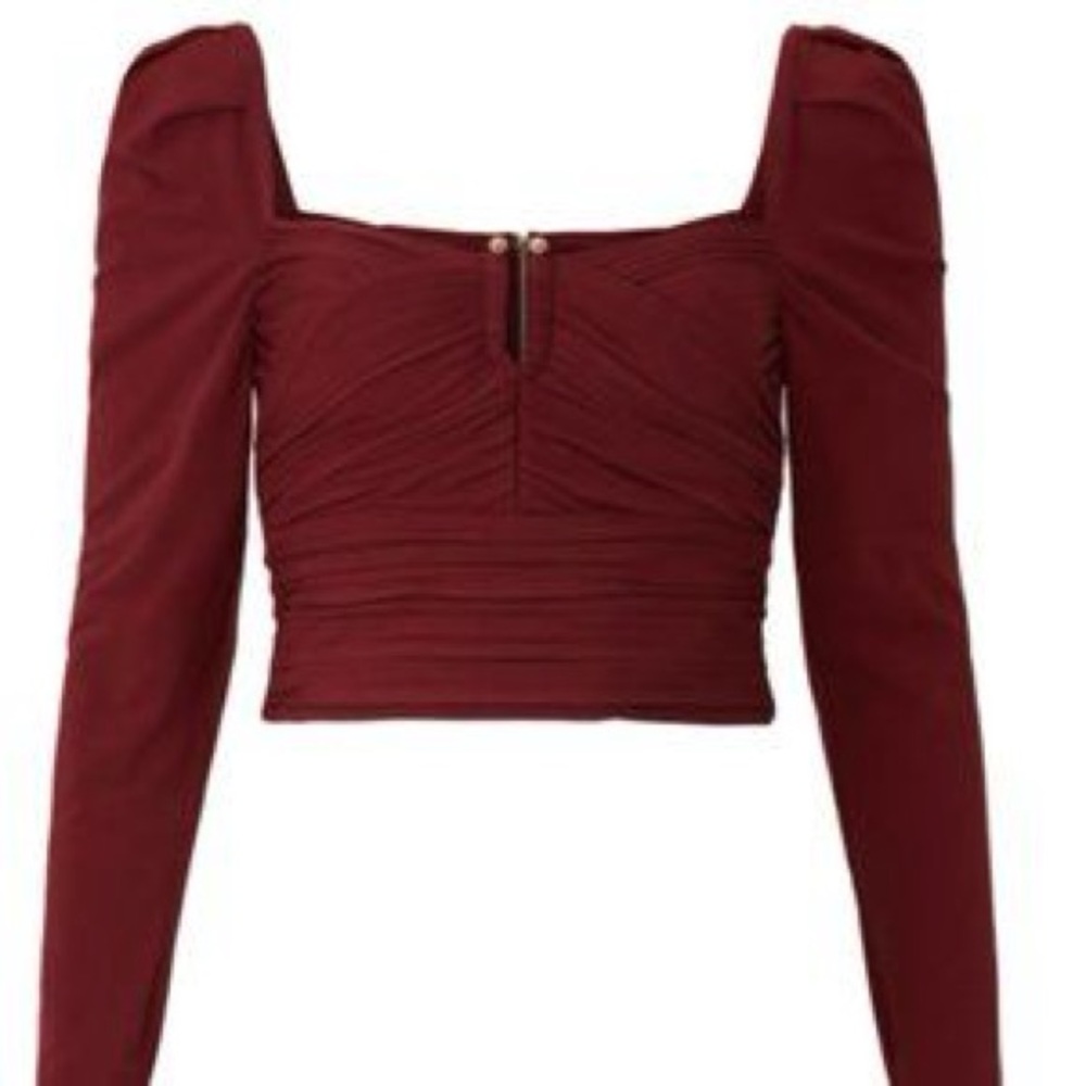 Self-Portrait Burgundy Long Sleeve Top